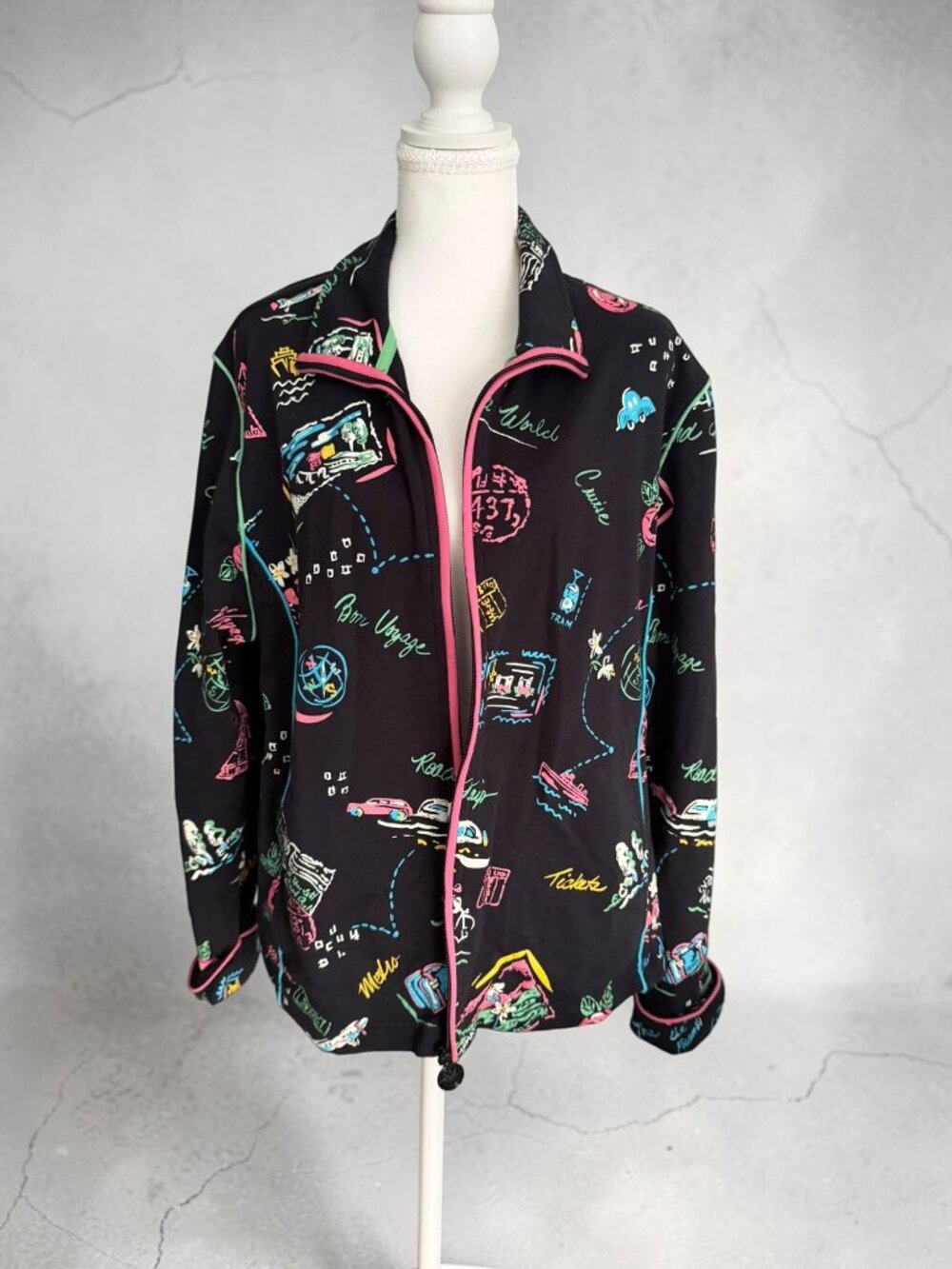 KORET Bon Voyage Cotton Blend Graphic Jacket Size XL